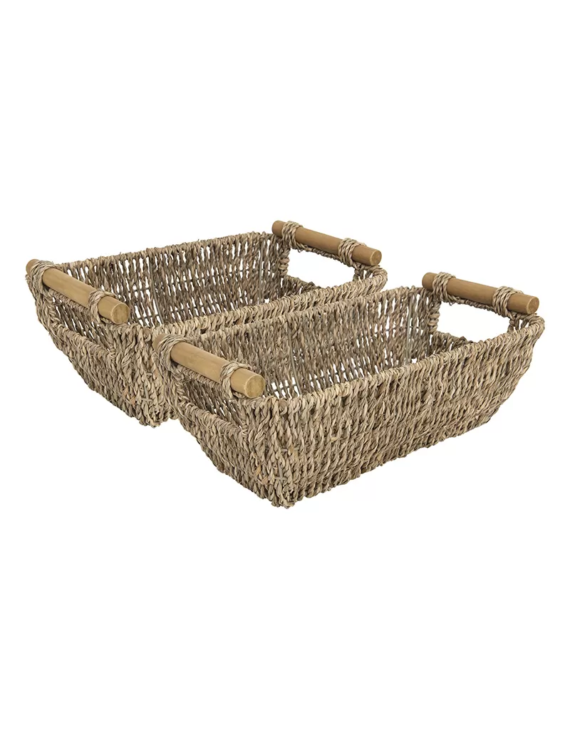 2pk 6.5L Hand-Woven Seagrass Basket