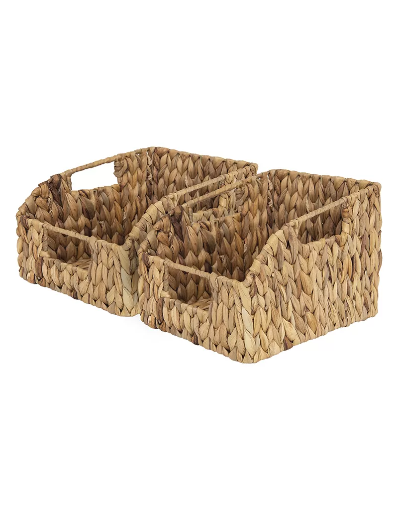 2pk 10.5L Hand-Woven Hyacinth Wicker Storage Baskets