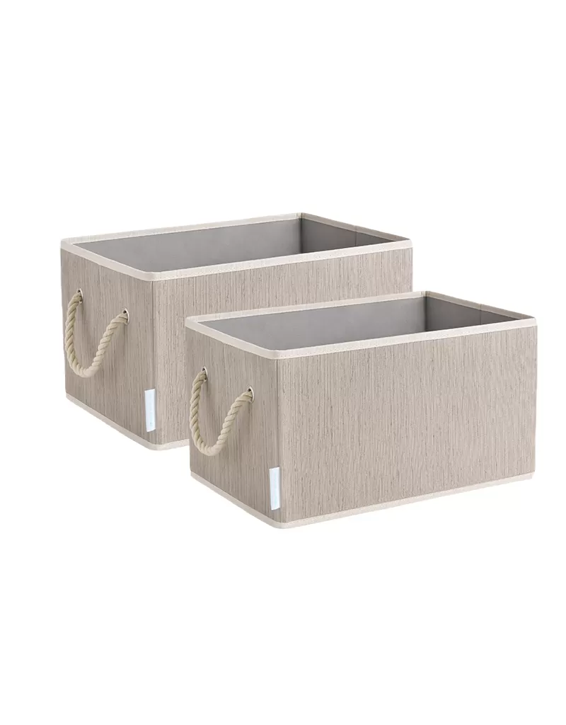 2pk 20L Foldable Organizing Storage Bin with Rope Handle, Clay