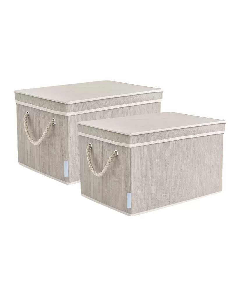 2pk 34L Foldable Organizing Storage Bin with Rope Handle and Lid
