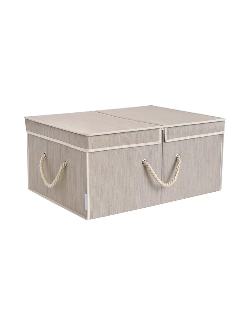 65L Foldable Organizing Storage Bin with Double Lids